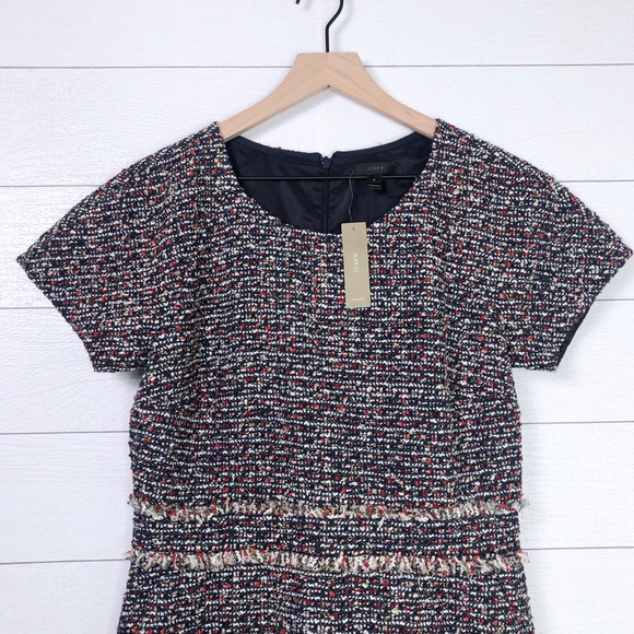 J. Crew Dresses & Skirts - J Crew Multi Color Tweed Fringe Dress 8 NWT